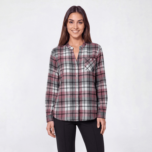 Petite Hasting & Smith Mandarin Collar Flannel - Fox Glove